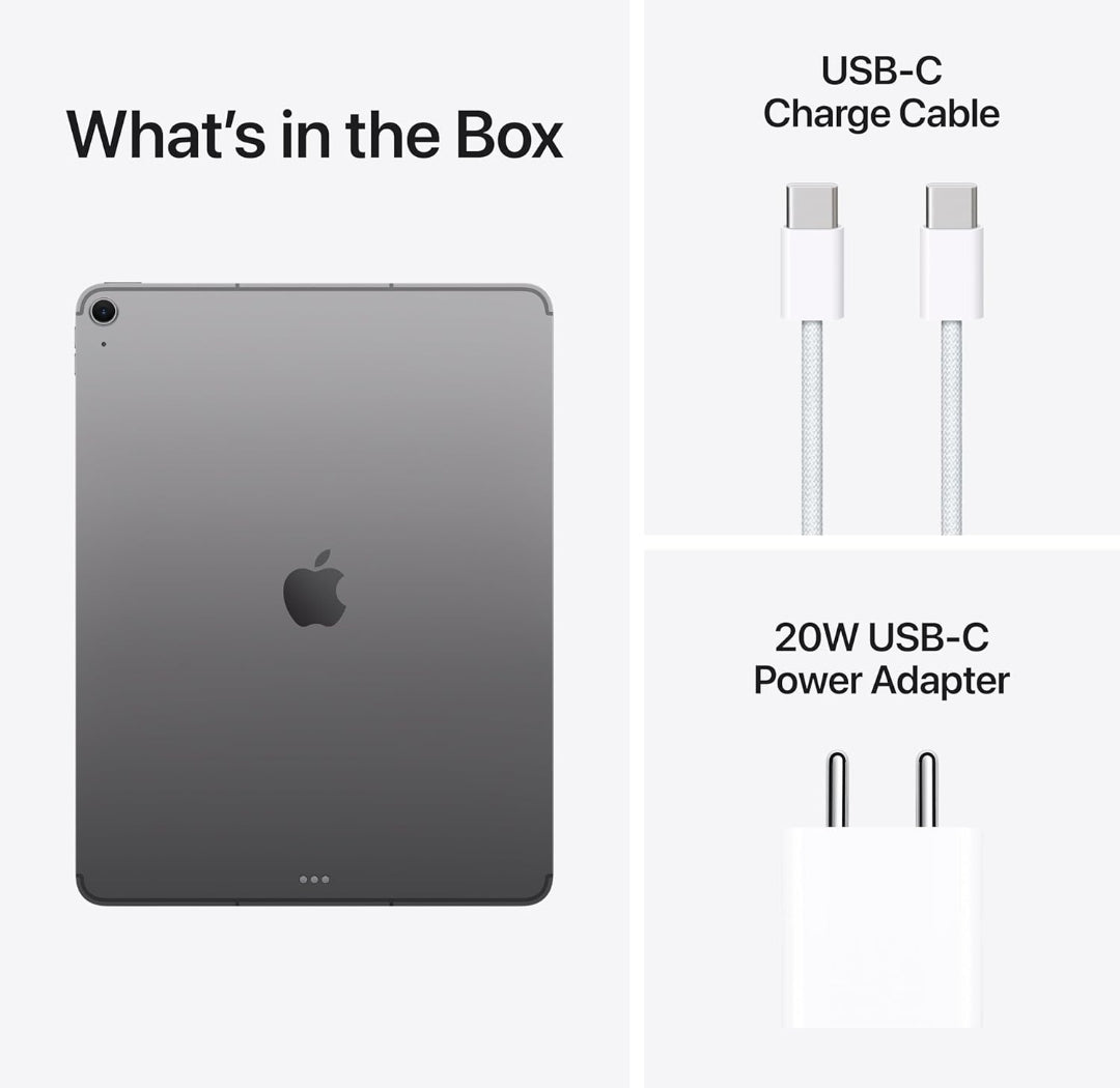 Apple iPad Air 13″ with M3 chip: Built for Apple Intelligence, Liquid Retina Display, 1TB, 12MP Front/Back Camera, Wi-Fi 6E + 5G Cellular, Touch ID, All-Day Battery Life — Space Gray